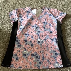 Divine‎ Stretch Scrub Top Womens Sz Medium, V-Neck, Stretch, Lightweight